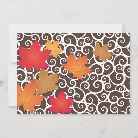 Elegant Autumn Leaves and Swirls Fall Wedding Kaart (Achterkant)