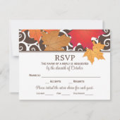 Elegant Autumn Leaves and Swirls Fall Wedding RSVP Kaartje (Voorkant)