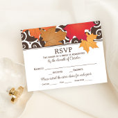 Elegant Autumn Leaves and Swirls Fall Wedding RSVP Kaartje