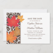 Elegant Autumn Leaves and Swirls Fall Wedding Save The Date (Voorkant)