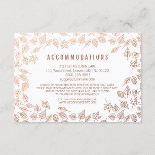 Elegant Autumn Leaves Copper Accommododatie Kaart