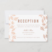Elegant Autumn Leaves Copper Reception Kaart (Voorkant)