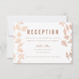 Elegant Autumn Leaves Copper Reception Kaart