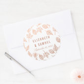 Elegant Autumn Leaves Copper Round Wedding Sticker (Envelop)
