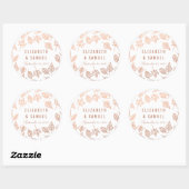Elegant Autumn Leaves Copper Round Wedding Sticker (Vel)