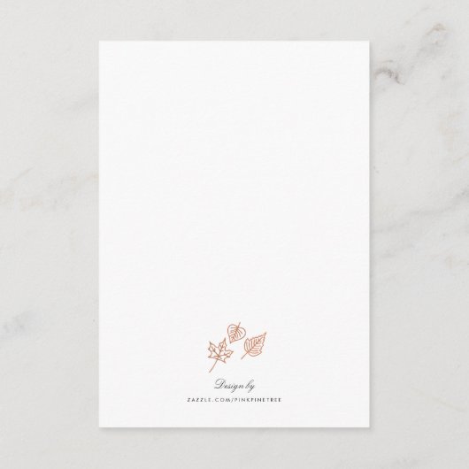 Elegant Autumn Leaves Copper Wedding Insert Kaart (Achterkant)