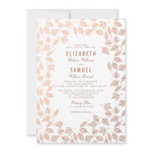Elegant Autumn Leaves Copper Wedding Invitation