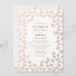 Elegant Autumn Leaves Copper Wedding Invitation Kaart