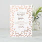 Elegant Autumn Leaves Copper Wedding Invitation Kaart (Staand voorkant)