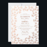 Elegant Autumn Leaves Copper Wedding Invitation Kaart<br><div class="desc">Pas deze stijlvolle huwelijksuitnodiging aan,  ontworpen met faux koperherfstbladeren op een schone witte achtergrond. Houd er rekening mee dat het koper een kleurenafdruk is en in feite geen metalen kleur of folie is. Alle andere overeenkomende objecten zijn te vinden in het Collectie Najaar Leaves Faux Copper Wedding.</div>