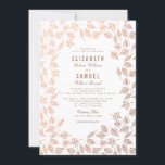 Elegant Autumn Leaves Copper Wedding Invitation Kaart<br><div class="desc">Pas deze stijlvolle huwelijksuitnodiging aan,  ontworpen met faux koperherfstbladeren op een schone witte achtergrond. Houd er rekening mee dat het koper een kleurenafdruk is en in feite geen metalen kleur of folie is. Alle andere overeenkomende objecten zijn te vinden in het Collectie Najaar Leaves Faux Copper Wedding.</div>