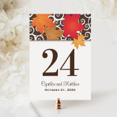 Elegant Autumn Leaves Fall WeddenTable Number Briefkaart