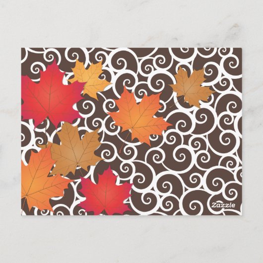 Elegant Autumn Leaves Fall WeddenTable Number Briefkaart (Achterkant)