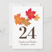 Elegant Autumn Leaves Fall WeddenTable Number Kaart (Voorkant)