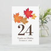Elegant Autumn Leaves Fall WeddenTable Number Kaart (Staand voorkant)
