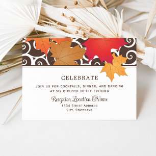 Elegant Autumn Leaves Fall Wedding Reception Kaart