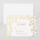 Elegant Autumn Leaves Gold Wedding RSVP Kaart (Voorkant / Achterkant)