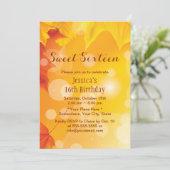 Elegant Autumn Leaves Golden Sweet 16 Kaart (Staand voorkant)