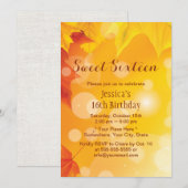 Elegant Autumn Leaves Golden Sweet 16 Kaart (Voorkant / Achterkant)