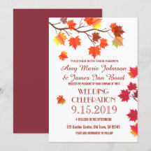 Elegant Autumn Leaves Herfst Burgundy Wedding Card