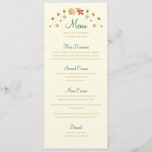 Elegant Autumn Leaves Menu (Voorkant)