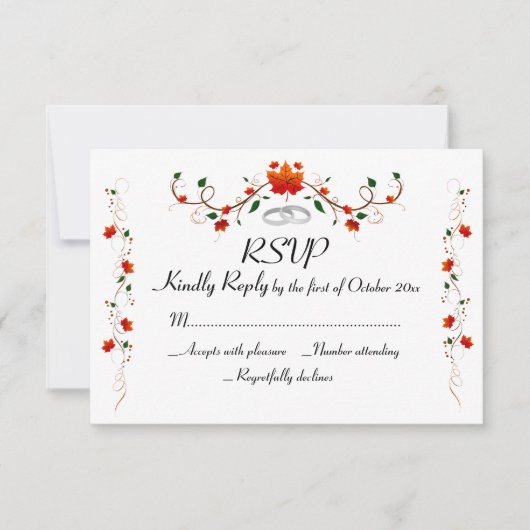 Elegant Autumn Leaves Wedding RSVP Kaartje (Voorkant)
