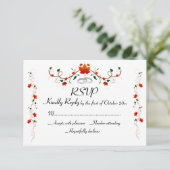 Elegant Autumn Leaves Wedding RSVP Kaartje (Staand voorkant)
