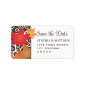 Elegant Autumn Leaves Wedding Save the Date Etiket (Voorkant)