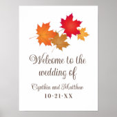 Elegant Autumn Leaves Wedding Welcome Poster (Voorkant)