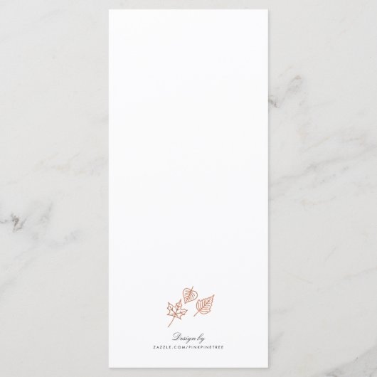 Elegant Autumn leveert het menu Koper bruiloft (Achterkant)