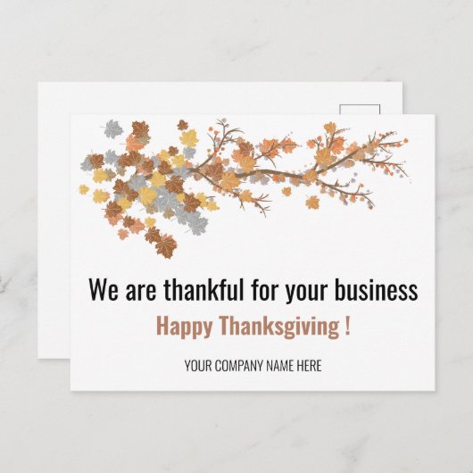 Elegant Autumn Maple laat zakelijke Thanksgiving o Briefkaart (Voorkant / Achterkant)