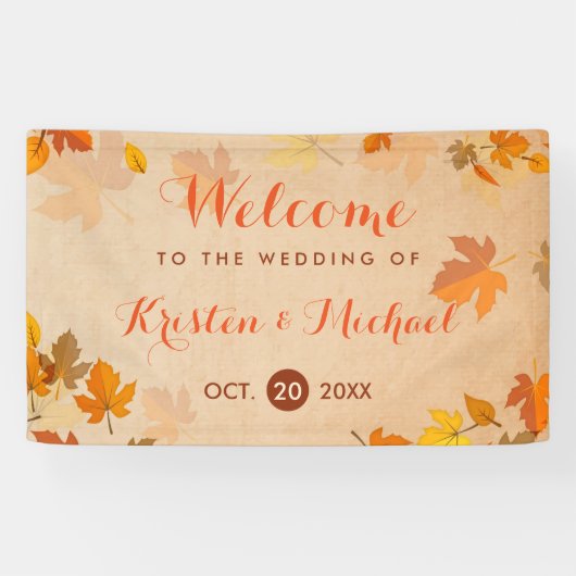 Elegant Autumn Maple Leaves Fall Wedding Spandoek (Horizontaal)