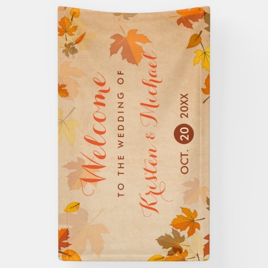 Elegant Autumn Maple Leaves Fall Wedding Spandoek (Verticaal)