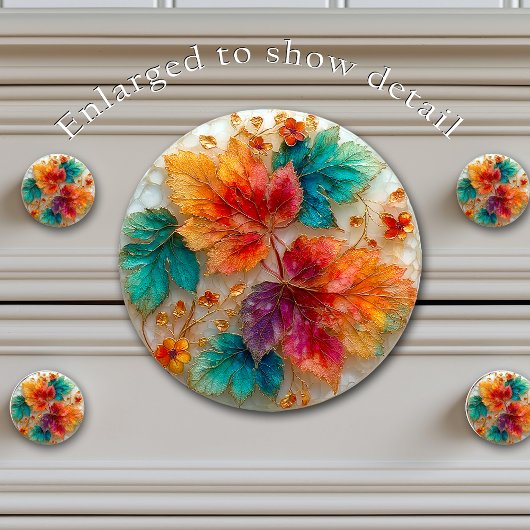 Elegant Autumn Maple Leaves Gold Accents Keramische Knop