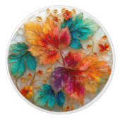 Elegant Autumn Maple Leaves Gold Accents Keramische Knop (Voorkant)