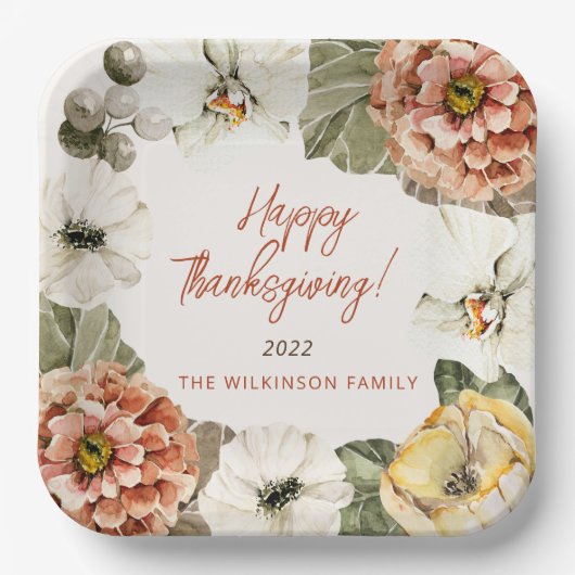 Elegant Autumn Mum Floral Thanksgiving Bord (Voorkant)