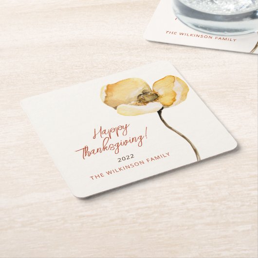 Elegant Autumn Mum Floral Thanksgiving Kartonnen Onderzetters (Schuin)