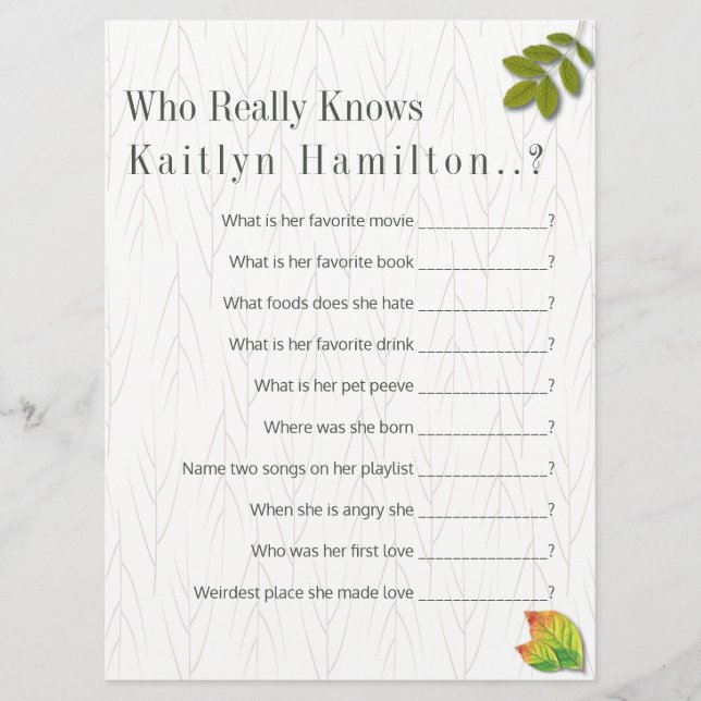 Elegant Autumn Oak Wonderful Minimalist Weddenscha (Voorkant)