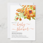 Elegant Autumn Oranje Waterverf Floral Shower Kaart (Voorkant)
