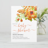 Elegant Autumn Oranje Waterverf Floral Shower Kaart (Staand voorkant)