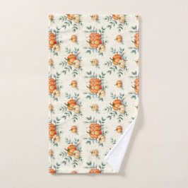  Elegant Autumn Pumpkin and Eucalyptus Watercolor Handdoek