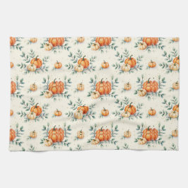 Elegant Autumn Pumpkin and Eucalyptus Watercolor  Theedoek