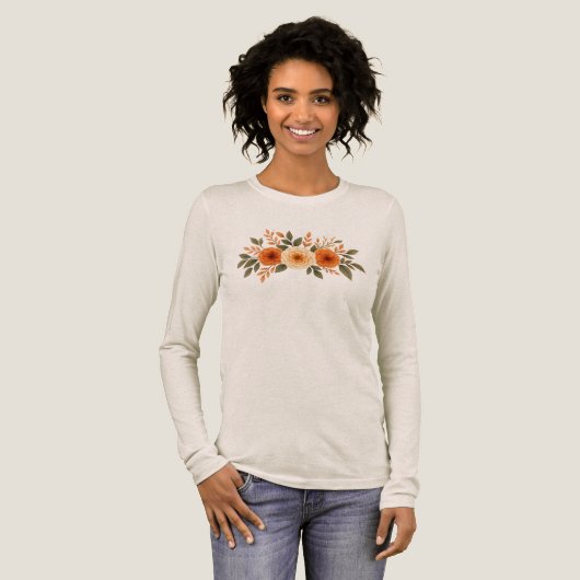 Elegant Autumn Pumpkin and Eucalyptus Watercolor Tri-Blend Shirt (Voorkant)