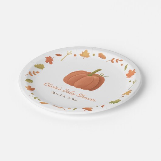 Elegant Autumn Pumpkin-Baby shower Papieren Bordje (Gekanteld)