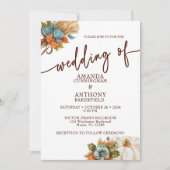 Elegant Autumn Pumpkin Fall Wedding Invitation Kaart (Voorkant)