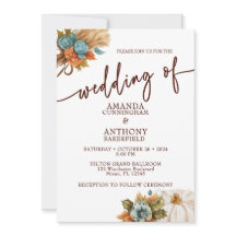 Elegant Autumn Pumpkin Fall Wedding Invitation