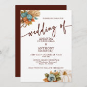 Elegant Autumn Pumpkin Fall Wedding Invitation Kaart (Voorkant / Achterkant)