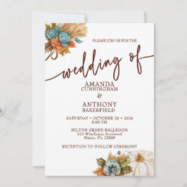 Elegant Autumn Pumpkin Fall Wedding Invitation Kaart