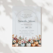 Elegant Autumn Pumpkins and Florals Baby Shower Kaart