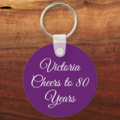 Elegant Autumn Purple 80th Birthday Keychain (Voorkant)